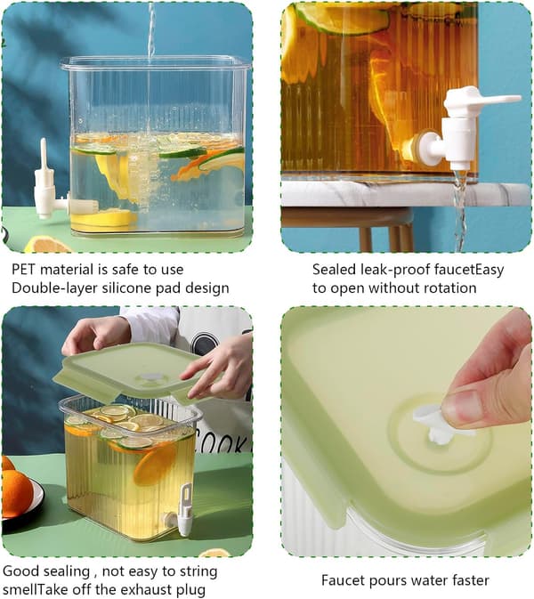 Kylskåpsvattendispenser med kran 3,5L plastbehållare hemma tejuice