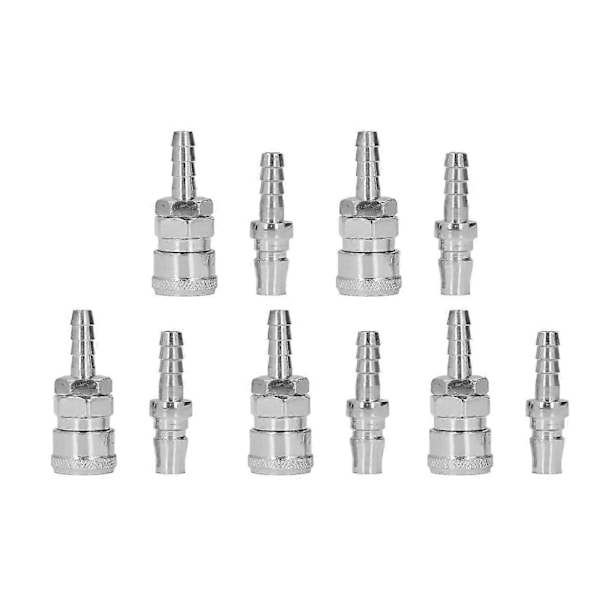 5 Sarjaa Ilmakytkin Nikkelipinnoitettu Ruostumaton Teräs Pneumaattiset Pikaliittimet ja Tulppasarja (5x8 Pitkä Häntä (SH+PH-20))