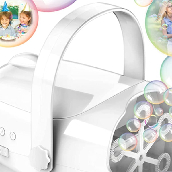 Automatisk bubbelmaskin 3 hastighetsnivå 6C batterier bubbelblåsare maskin för bröllop vit