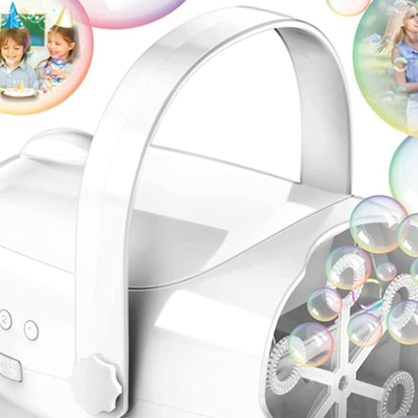 Automatisk bubbelmaskin 3 hastighetsnivå 6C batterier bubbelblåsmaskin för bröllop vit