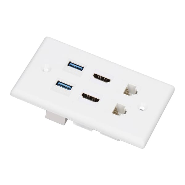 6-ports vægplade 2xHD Multimedia Interface 2xCat6 2xUSB3.0 RJ45 Ethernet vægplade til HDTV-projektorcomputer
