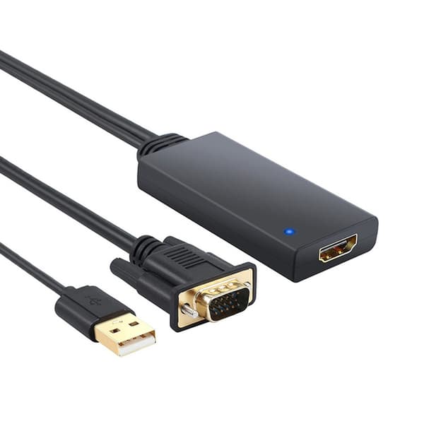 ABS svart VGA til HDMI-konverter USB med lydsvitsjeradapter for datamaskin PC bærbar DVD svart