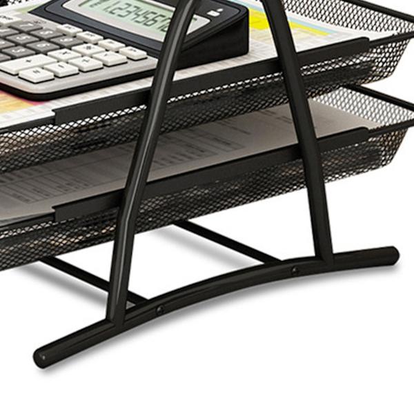Kontorsskrivbord Dokumentfack Mesh Papper Bokstavshylla Hållare Svart Metall för hemstudier Skola 2 lager