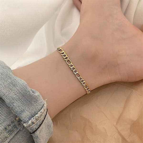 Gold Paperclip Chain Anklet for Women