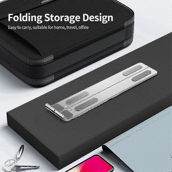 6-niveau Justerbar Laptop Stand Bærbar Foldbar Aluminium Legering Skridsikker Laptop Tablet Holder Til Laptop Tablet Bog Sort Zekai