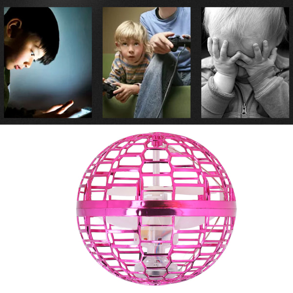 LED-lys flyvende boldlegetøj til børn - perfekt indendørs/udendørs roterende legetøjsgave til drenge og piger (pink) Pink
