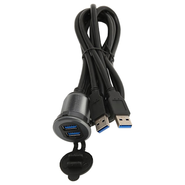 2 porter dobbel USB 3.0 hann til USB 3.0 hunn bilmontering flush kabel 3,3 fot plug and play vanntett dash panel monteringskabel