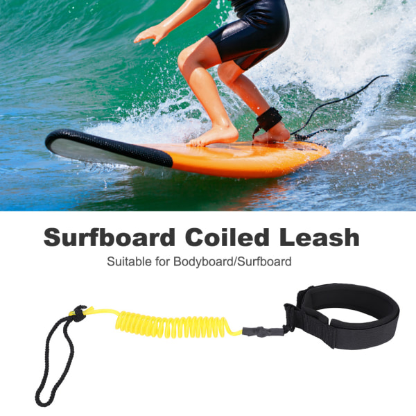 Stand Up Paddle Board Coiled Spring Ben Fod Rope Surfing Leash til Surfboard (gul)