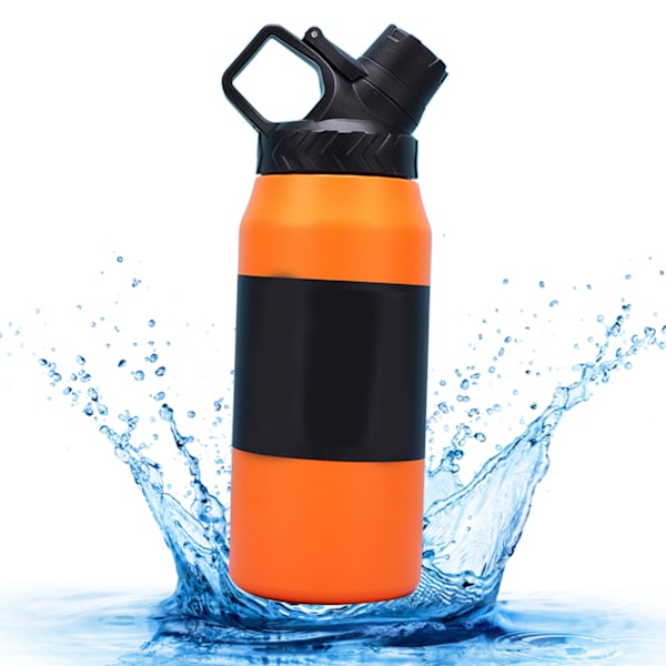Rustfrit vakuumisoleringsflaske - Stilful, innovativ, stor kapacitet, lækagesikker sportsvandflaske til udendørs sport, bilture, rejser 750 ml orange rød