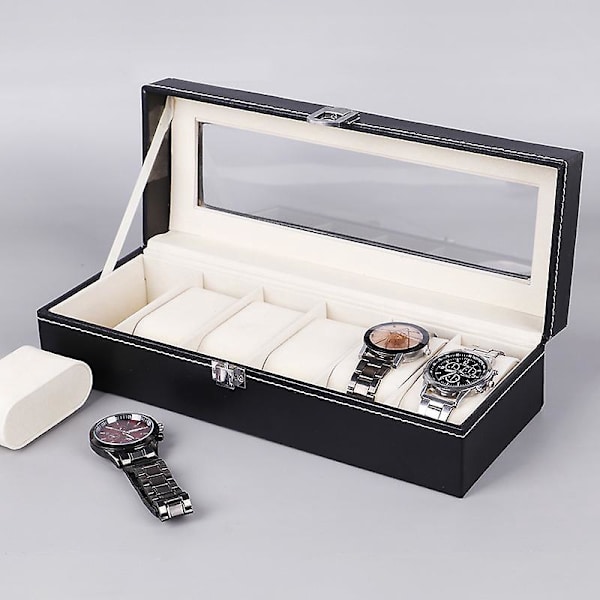 Watch med 6 fack, Pu- watch Display case, organizer