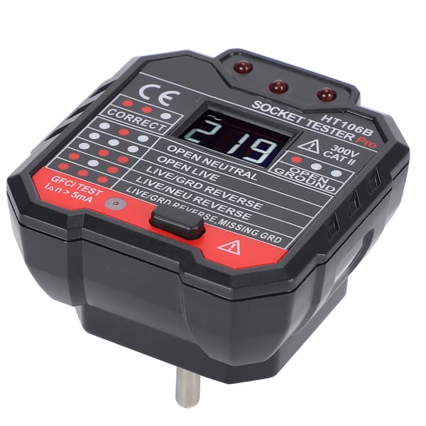 HT106B Digital Display Stikkontaktdetektor Veggplugg Kretsbrytertester US-plugg 110-220V