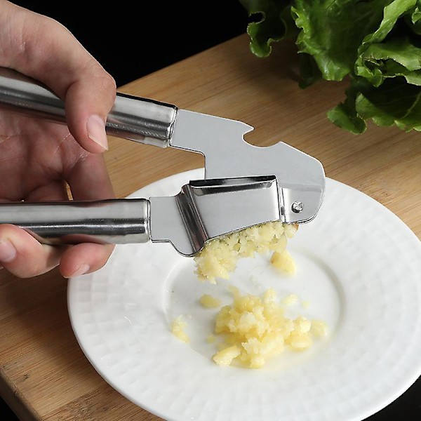 Hvitløkspresse i rustfritt stål for enkel knusing av hvitløk og ingefær med ergonomisk design