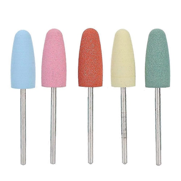 5 stk / sett med neglebits, silikon gummi elektrisk slipehode tilbehør gummi neglebits for manikyr pedikyr hjemme salong bruk.