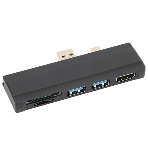 Til Surface Dock 5 i 1 5 Gbps hukommelseskortlæser 4K opløsning Aluminium Shell Hot Swap USB3.0 Hub til Win10 til Win XPBlack