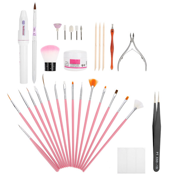 Professionellt nagelkonstverktyg nagelbandstrimningskvarn pusher set gelborstar kit
