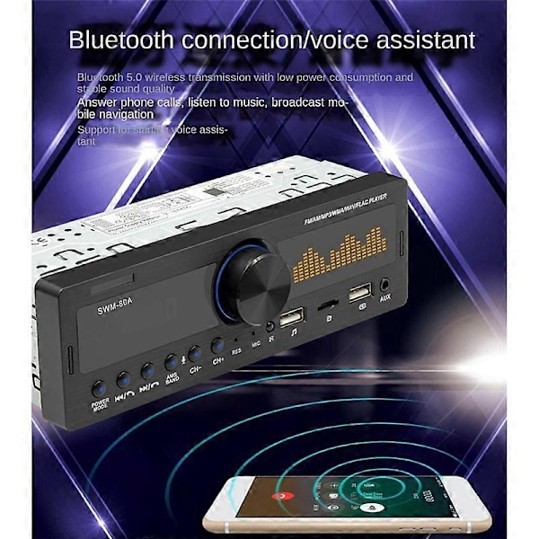 Bluetooth Bilradio MP3-spiller Multifunksjon Plug-in U Disk Bilradio