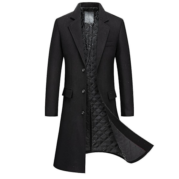 Mænds Klassisk Lang Trenchcoat Enkeltbrystet Frakke