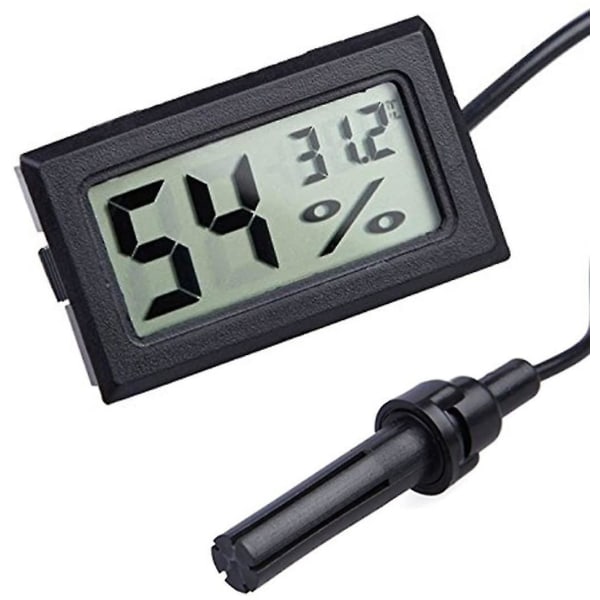 Digitalt LCD 2-i-1 termometer hygrometer med ekstern sensor til krybdyrskabe - pakke med 4