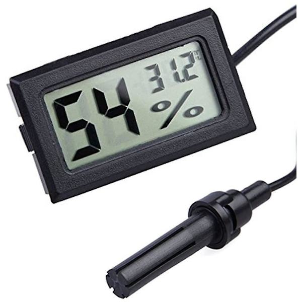 Digitalt LCD 2-i-1 termometer hygrometer med ekstern sensor til krybdyrskabe - pakke med 4