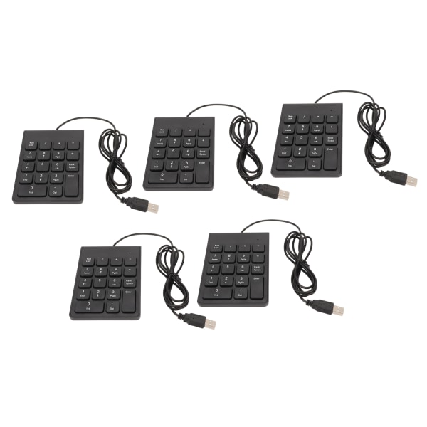 Kablet numerisk tastatur 18 taster Ergonomisk USB Plug and Play Stille indtastning Mini numerisk tastatur til pc Laptop Desktop 5 stk.