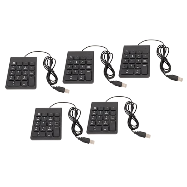 Kablet numerisk tastatur 18 taster Ergonomisk USB Plug and Play Stillegående tasting Mini numerisk tastatur for PC Laptop Desktop 5 stk.