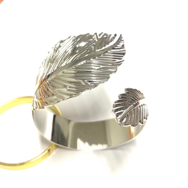 Metallblad Serviettringer Sett med 12 Sølv Serviettholdere Perfekt for Bryllup, Fester og Festivaler