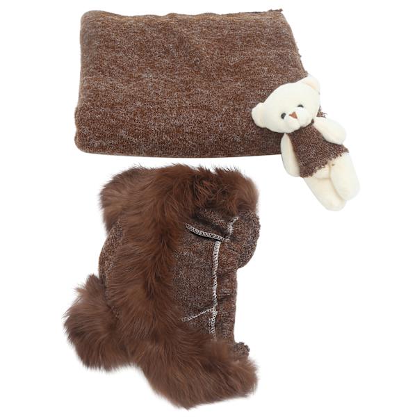 Nyfödd babyfotografering rekvisita babybildkläder hatt filt leksak set för spädbarn (kaffe hatt filt leksak)