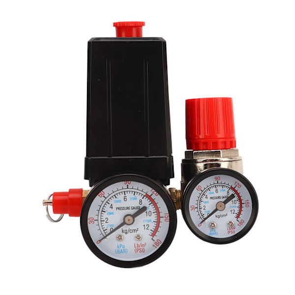 Luftkompressor trykafbryder 4-vejs automatisk kontrolventil controller 0-180PSI med manometer