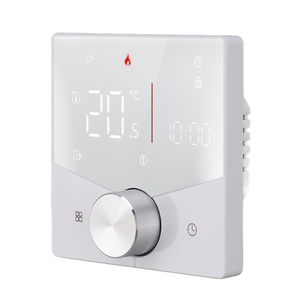Smart termostat drejeknap design LCD farve display panel digital termostat til sauna rum gulvvarmesystem hvid