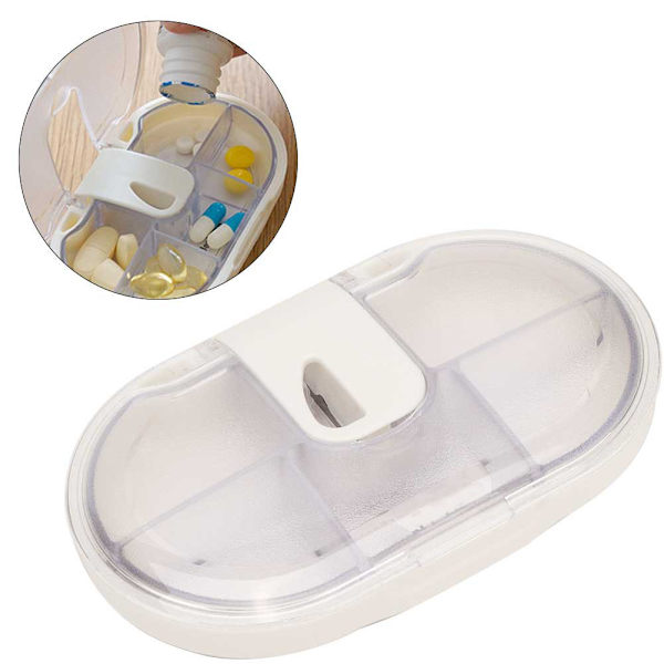 Pilleorganisator Ugentlig Medicinbeholdere Tablet Opbevaringsboks Holder med Pilledeler Hvid