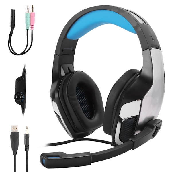 Kablet Gaming Headset med Tung Bas, LED-hovedtelefon, Mobiltelefon-øretelefon med Mikrofon