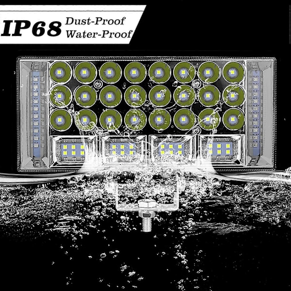 LED Arbetslampa, 204W 3000LM Bil LED Spotlight 9-30V 68LED Arbetslampa 7200K P68 Vattentät LED Arbetslampa för Bil Lastbil Traktor SUV Båt - 2st