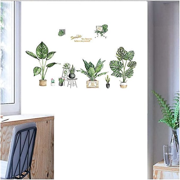 Plante Klistermærker, Grøn Plante Vægklistermærke, Tropiske Palmeblade Plante Klistermærker, Løv Klistermærker, Tropisk Plante Vægklistermærke, Velegnet til Stue Soveværelse