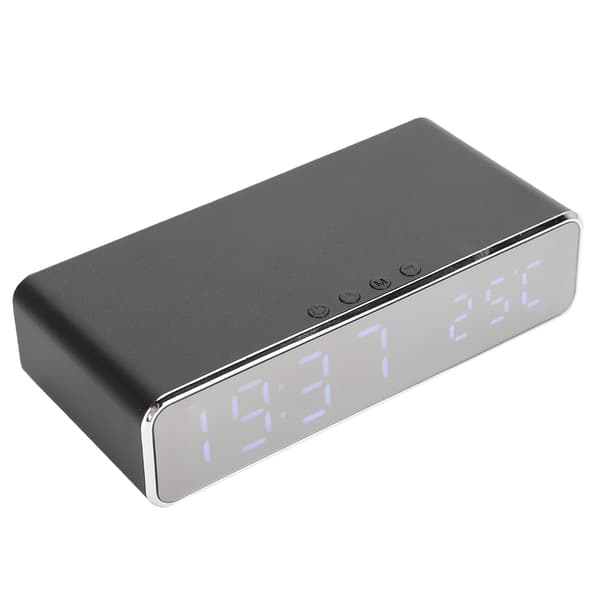 Multifunksjonell trådløs lader USB digital LED skrivebordsvekkerklokke termometer for Xiaomi sølv