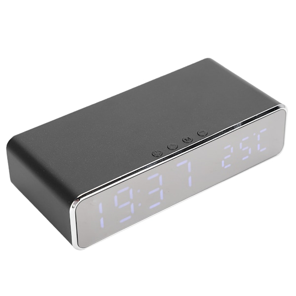 Multifunktionel trådløs oplader USB digital LED bordalarm ur termometer til xiaomi sølv