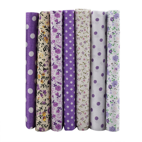 7 st 25*25 cm bomullstyg DIY blandade rutor förskurna sängkläder kit kvarter bunt lila prick