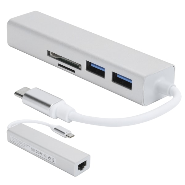 5 in 1 -keskitin USB3.0-portti Gigabit-sovitin RJ45-laajennusliitäntä Telakointitietokonetarvikkeet