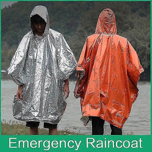 Nødregnfrakk Poncho PE Aluminium Film Fortykket Reflekterende Langt Teppe Sykkel Sykling Camping Fiske Regnfrakk Overlevelse