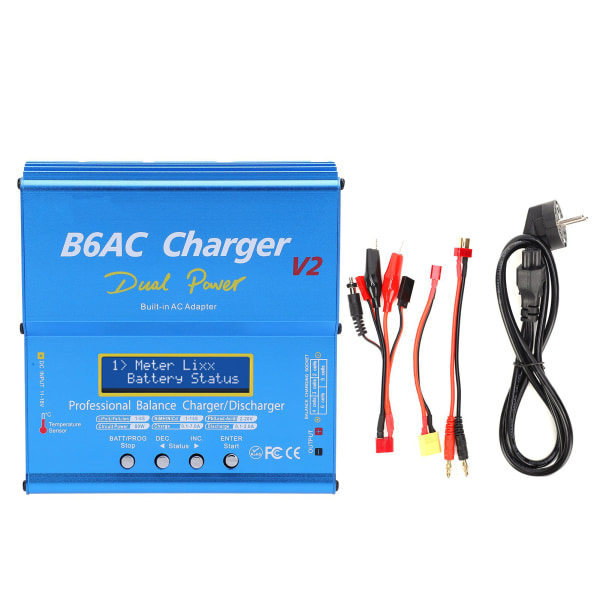 Balanceoplader og aflader i intelligent aluminiumslegering med ladekabel 80W 7A B6AC V2Blue EU-stik 220V