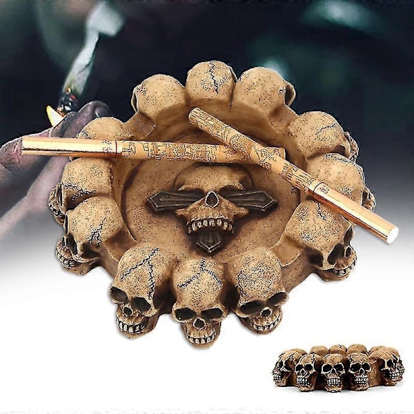 Askkoppar Harts Dödskalle Askbehållare Spöklik Mänsklig Dödskalle Askkopp Rökrum Kontor Bar Ornament Zekai