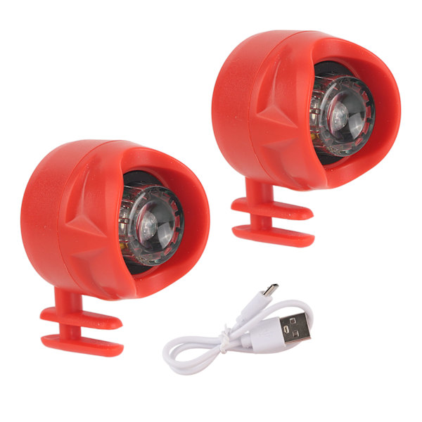 2 stk USB oppladbare skolykter for nattevandring, sykling, løping, gåing, rød