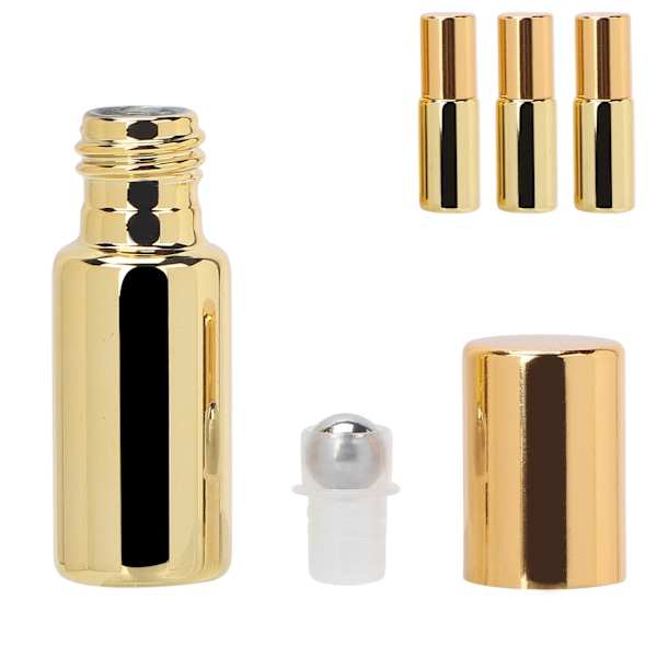 3 st professionella parfymrullflaskor i glas bärbara eteriska oljerullflaskor set 5ml Guld