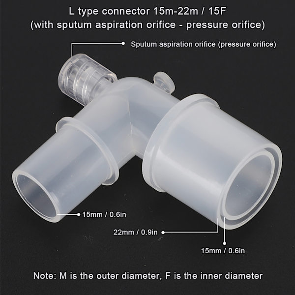 L-formad plastslanganslutning Anslutningsadapter för andningsslang för ventilationsslang