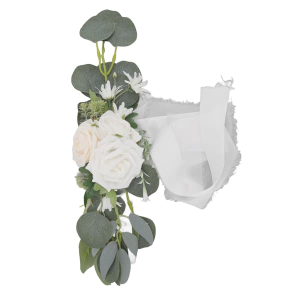Bröllopsstolsblomma Vit Bröllopsstol Ryggdekoration Konstgjorda Blommor för Festfotografering