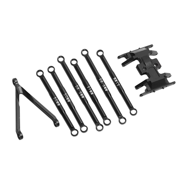 6 stk. trækstangsæt til SCX24 Aluminiumlegering Letvægts Ekstraordinært design 1/24 trækstangsæt til Axial SCX24 RC bil Sort