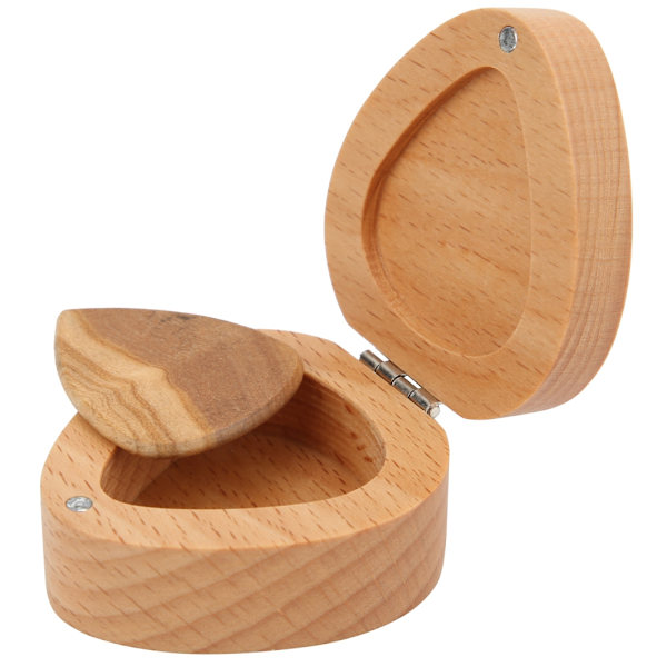 Trä Guitar Picks Case Hållare Container Plectrum Förvaringslåda Musikaliska gåvor