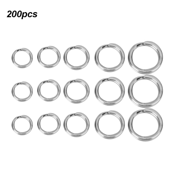 Fiske Rostfritt stål Dubbel Split Ring 200st Lure Beten Tillbehör Case Set