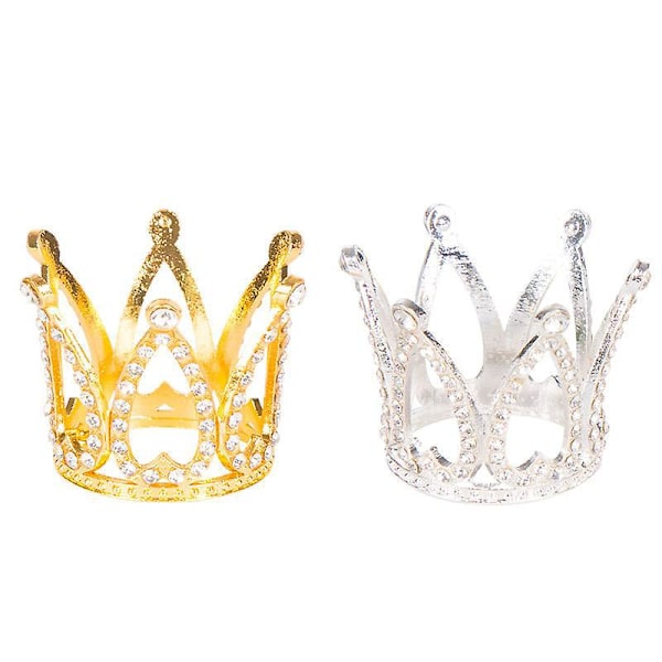 2-delad Mini Baby Crown Cake Topper - Liten Drottning Prinsessa Dekoration för Kvinnors Bröllop Kunglig Födelsedag