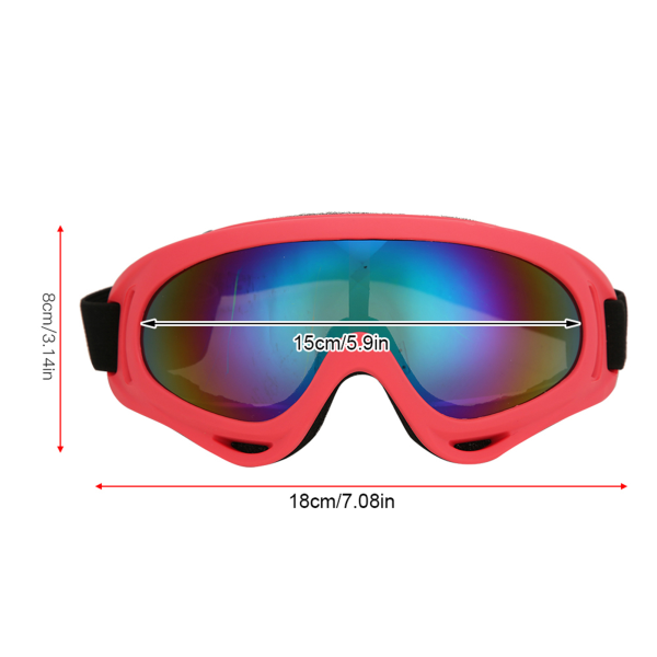 Tuulenpitävät hiihtolasit ulkourheiluun ja ratsastukseen - Unisex, aikuiset ja lapset red frame colored lenses