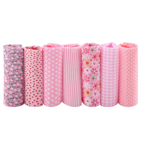 7 st bomullstyg DIY blandade rutor förskurna sängkläder kvarter bunt rosa 25*25cm